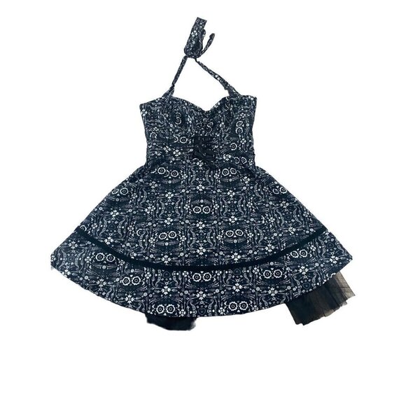 Book Of Life Women's Halter Black Skull Printed Rockabilly Dress - Large - Picture 2 of 13